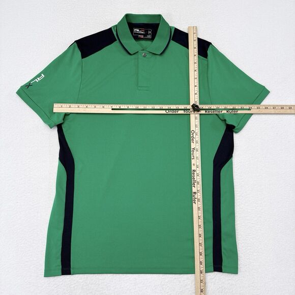 RLX Ralph Lauren Golf Polo Shirt Mens Size Medium Green Blue Breathable Stretch - Picture 7 of 9